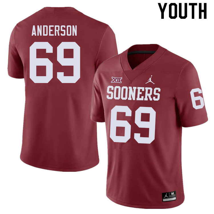 Youth #69 Nate Anderson Oklahoma Sooners College Football Jerseys Sale-Crimson